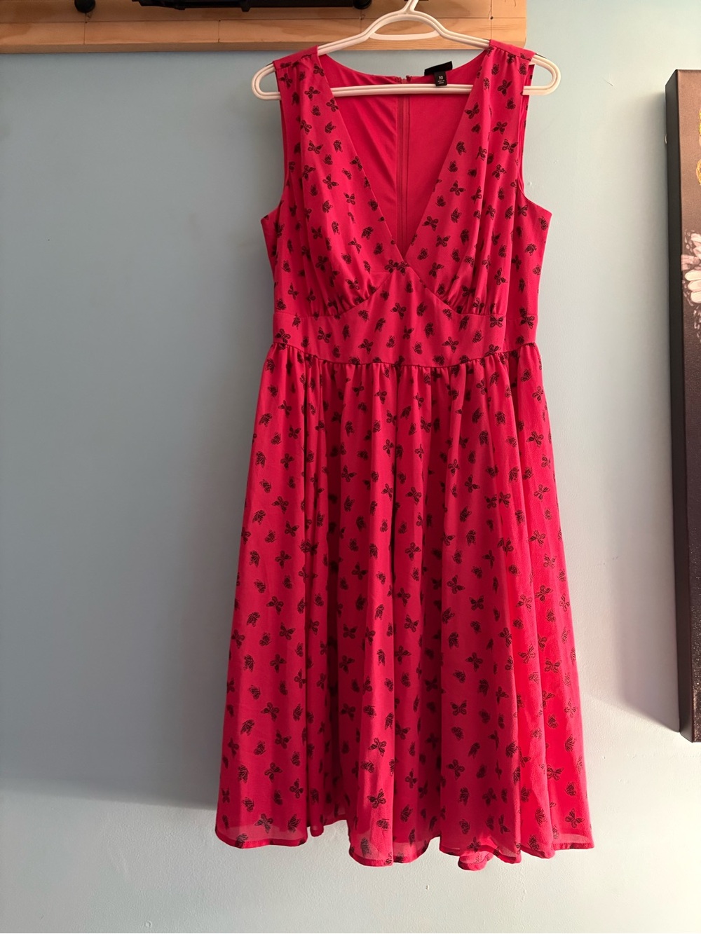 Torrid Hot Pink Dress with Black Butterfly Print